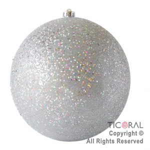BOLA DE NAVIDAD 15 CM GLITTER PLATA x 1